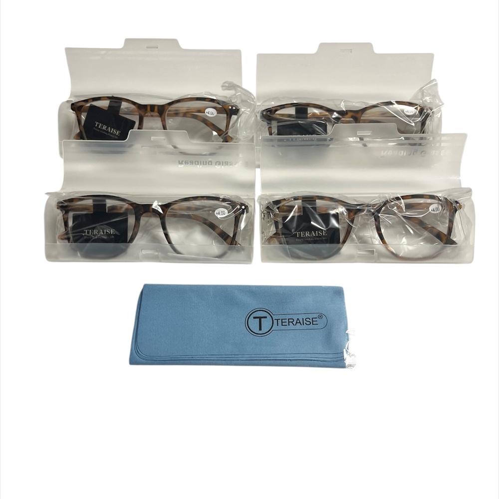 Reading Glasses - 4 pair of TERAISE Leopard print glasses -4.0 strength